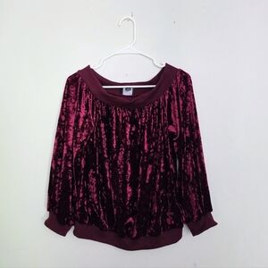 Lumiere Crushed Crimson Velour Off-Shoulder Top